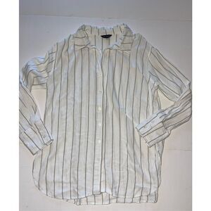 THE LIMITED LS Button Up Brown Stripe Top Shirt‎ Blouse S heavy summer cover up